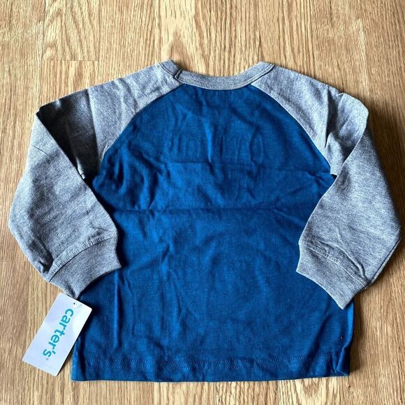 Carter's Construction Long Sleeve Shirt Gray Blue 18 Months - Picture 6 of 7